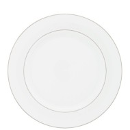 Prato 19cm Para Sobremesa De Porcelana Com Borda Prateada Mônaco Branco